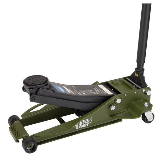 DRAPER EXPERT PROFESSIONAL LOW PROFILE FAST LIFT GARAGE TROLLEY JACK, 3 TONNE, GREEN