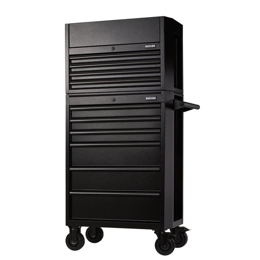 BUNKER® 10 Drawer Combined Roller Cabinet and Tool Chest, 26", Black