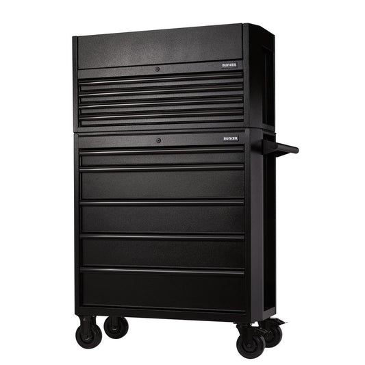 BUNKER® 9 Drawer Combined Roller Cabinet and Tool Chest, 36", Black