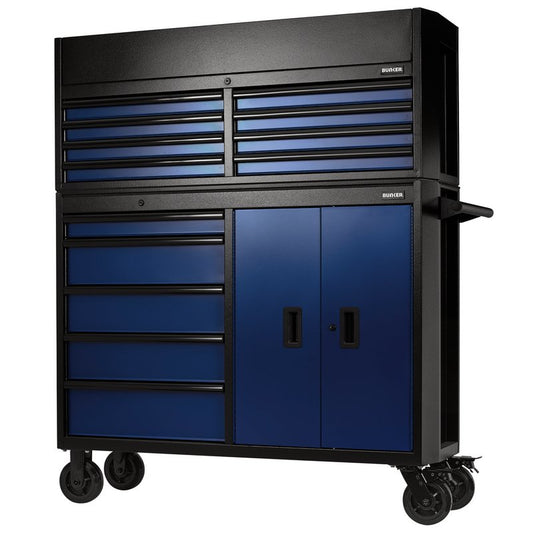 BUNKER® 13 Drawer Combined Roller Cabinet and Tool Chest, 52", Blue