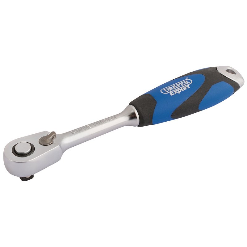 Draper Expert 60 Tooth Micro Head Reversible Soft Grip Ratchet, 1/4" Sq. Dr.
