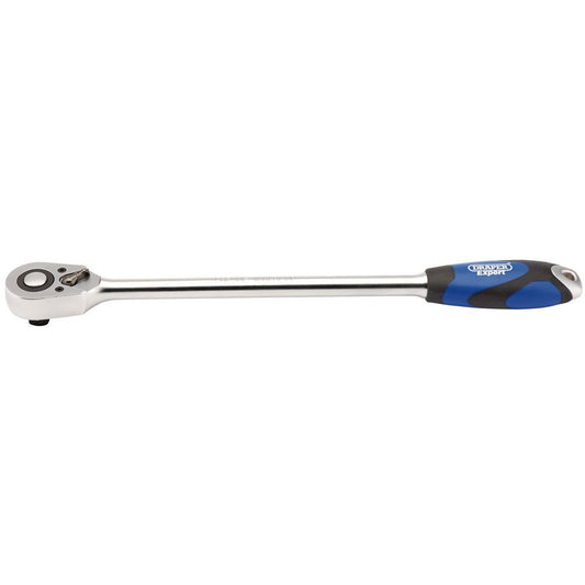 Draper Expert Extra Long Reversible Quick Release Soft Grip Ratchet, 1/2" Sq. Dr., 48 Tooth