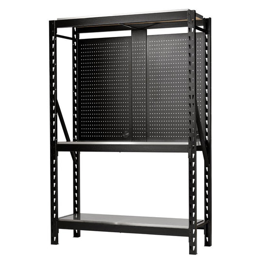 BUNKER® 17 Piece Modular 3 Tier Racking with Stainless Steel Shelving and Pegboards, 1500mm