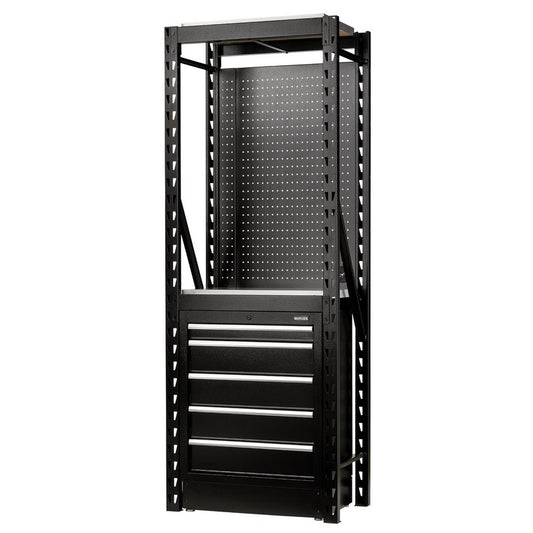 BUNKER® 13 Piece Modular Storage Combo 2 Tier Racking with Stainless Steel Shelving, Pegboard and Floor Cabinet, 750mm