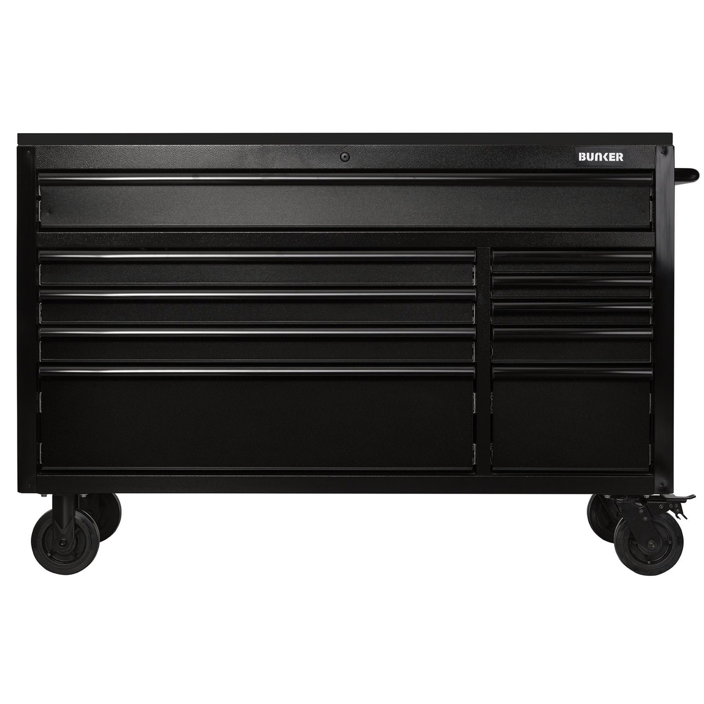 BUNKER® 10 Drawer Workbench Roller Tool Cabinet with Black Stainless Steel Worktop, 56"
