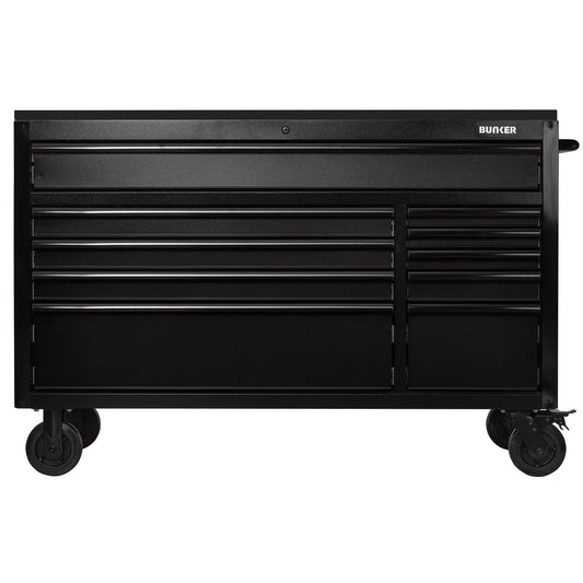 BUNKER® 10 Drawer Workbench Roller Tool Cabinet with Black Stainless Steel Worktop, 56"