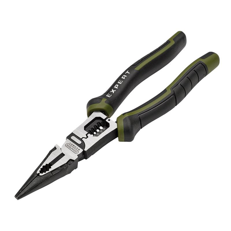 Draper Expert Long Nose Pliers with Wire Stripper, 200mm