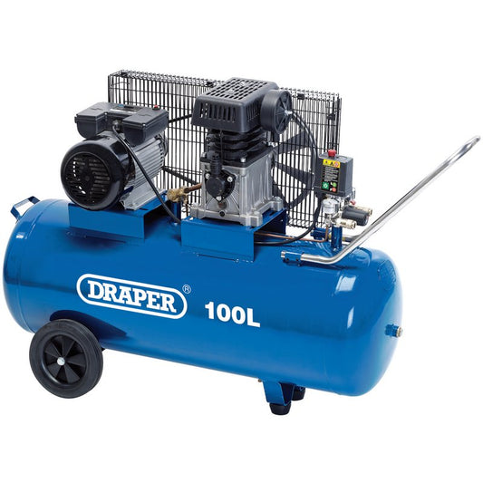 Draper Belt-Driven Air Compressor, 100L, 2.2kW