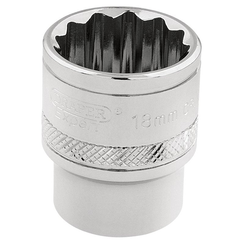 Draper Expert HI-TORQ® 12 Point Socket, 3/8" Sq. Dr., 18mm