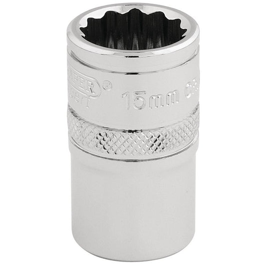 Draper Expert HI-TORQ® 12 Point Socket, 1/2" Sq. Dr., 15mm