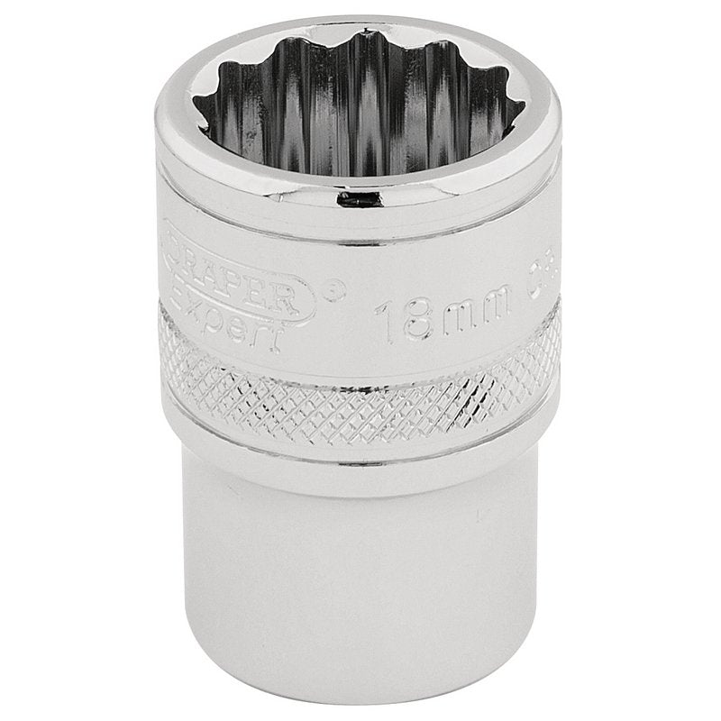 Draper Expert HI-TORQ® 12 Point Socket, 1/2" Sq. Dr., 18mm