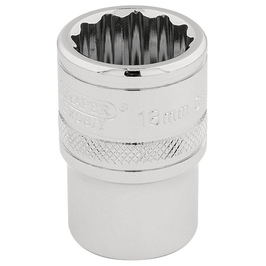 Draper Expert HI-TORQ® 12 Point Socket, 1/2" Sq. Dr., 18mm