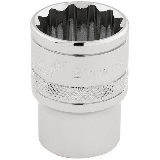 Draper Expert HI-TORQ® 12 Point Socket, 1/2" Sq. Dr., 21mm