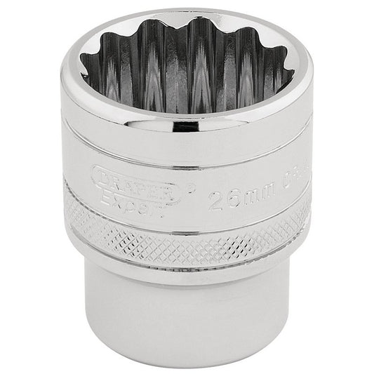 Draper Expert HI-TORQ® 12 Point Socket, 1/2" Sq. Dr., 26mm