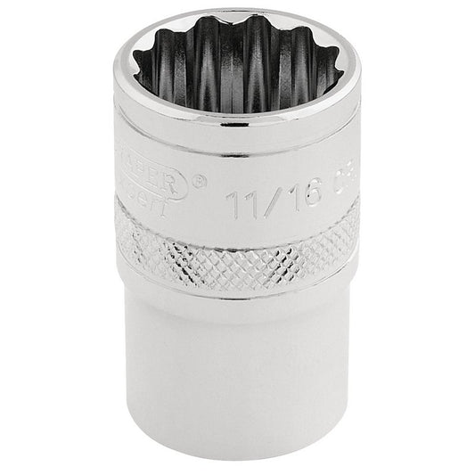 Draper Expert HI-TORQ® 12 Point Socket, 1/2" Sq. Dr., 11/16"