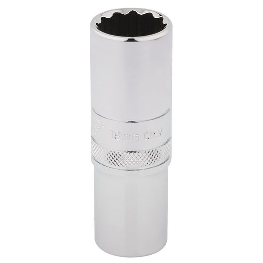 Draper Expert HI-TORQ® 12 Point Deep Socket, 1/2" Sq. Dr., 19mm