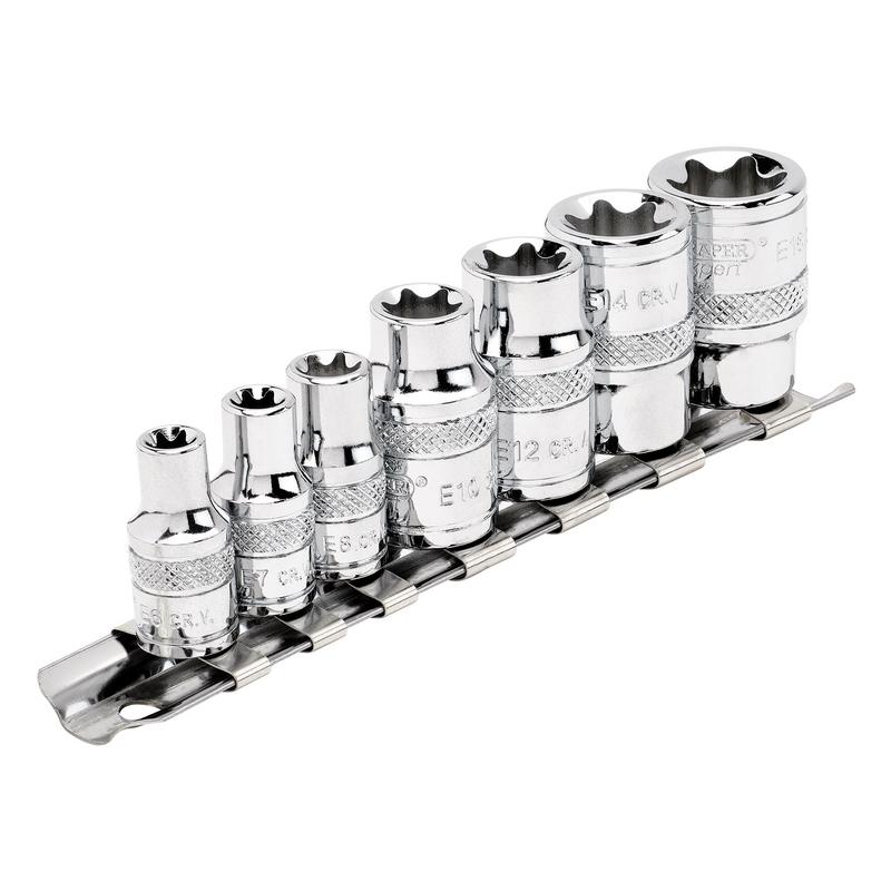 Draper Expert TX-STAR® Socket Set, 1/4" and 3/8" Sq. Dr. (7 Piece)