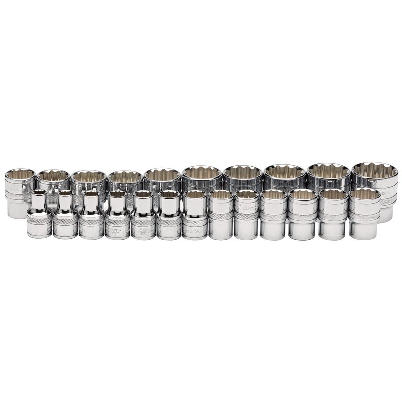 Draper Expert Loose Metric Socket Set, 1/2" Sq. Dr., Polished Chrome (23 Piece)