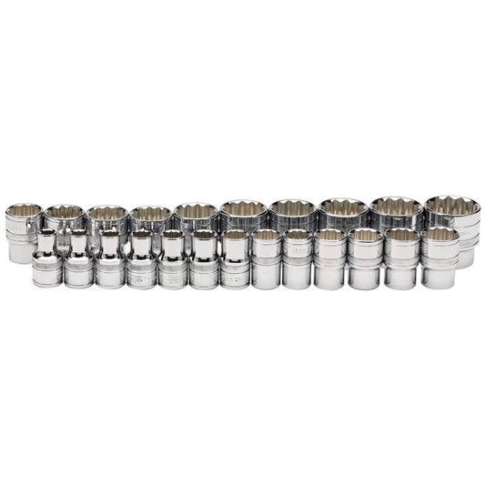 Draper Expert Loose Metric Socket Set, 1/2" Sq. Dr., Polished Chrome (23 Piece)