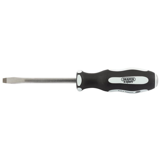 Draper Expert 'Pound Thru' Plain Slot Soft Grip Screwdriver, 6.5 x 100mm
