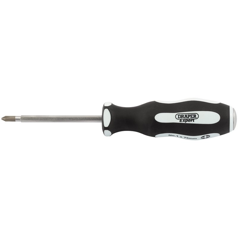 Draper Expert 'Pound Thru' Cross Slot Soft Grip Screwdriver, No.1 x 75mm
