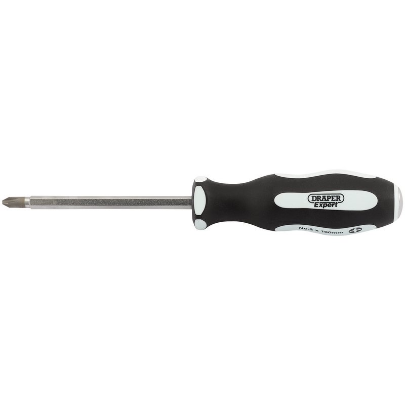 Draper Expert 'Pound Thru' Cross Slot Soft Grip Screwdriver, No.2 x 100mm