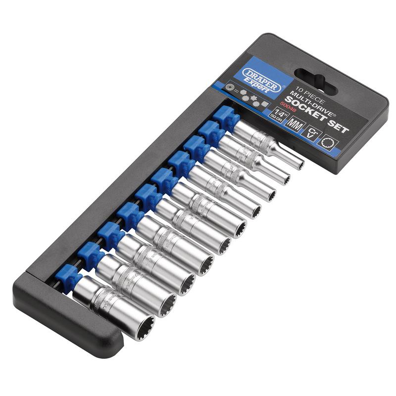 Draper Expert Multi-Drive® Metric Deep Socket Set, 1/4" Sq. Dr. (10 Piece)