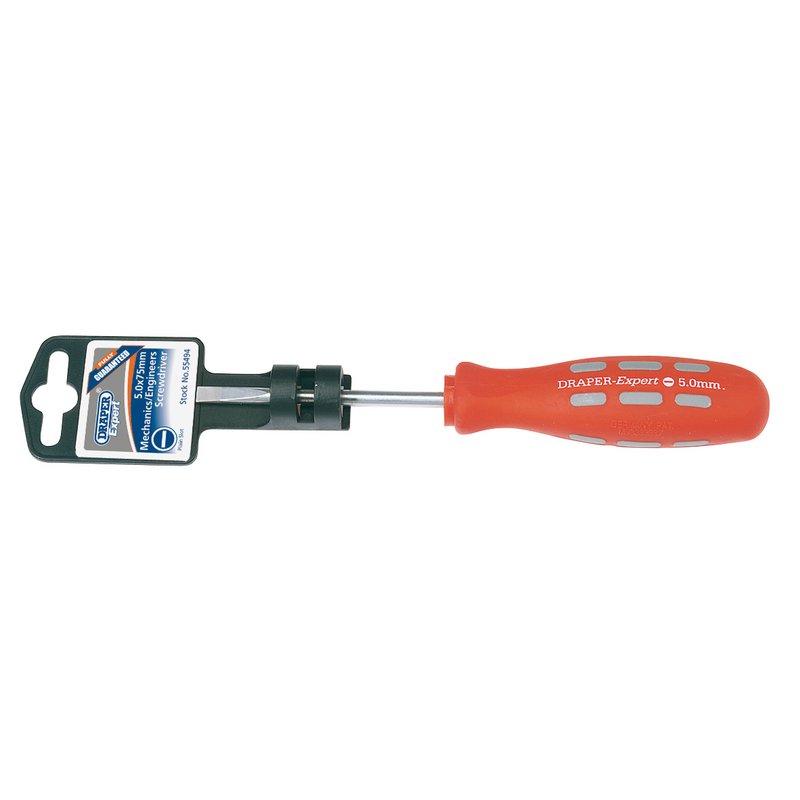 Draper Expert Plain Slot Parallel Tip Mechanics Screwdriver, 5 x 75mm
