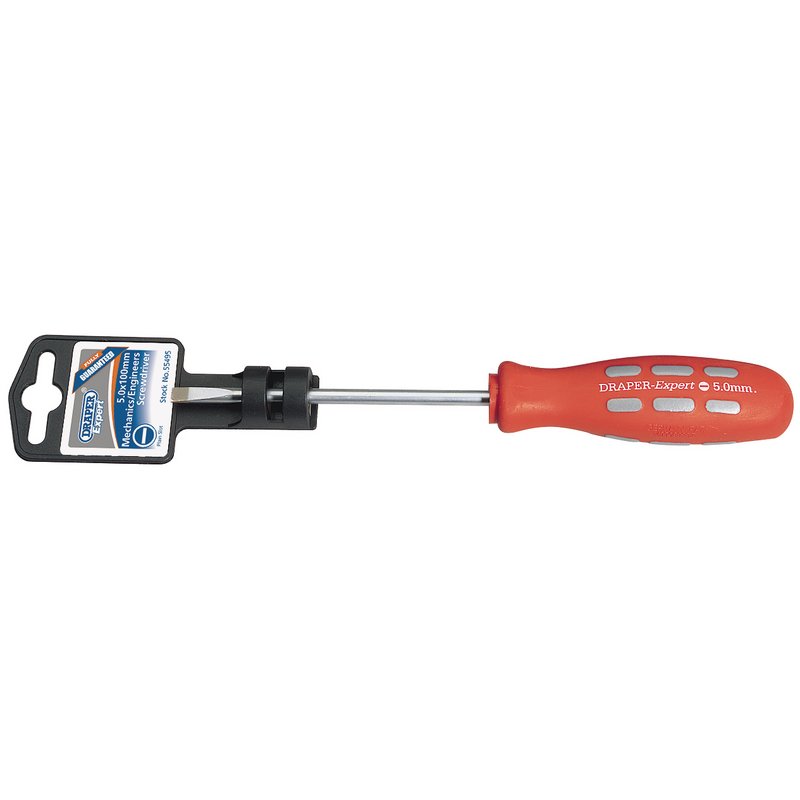 Draper Expert Plain Slot Parallel Tip Mechanics Screwdriver, 5 x 100mm