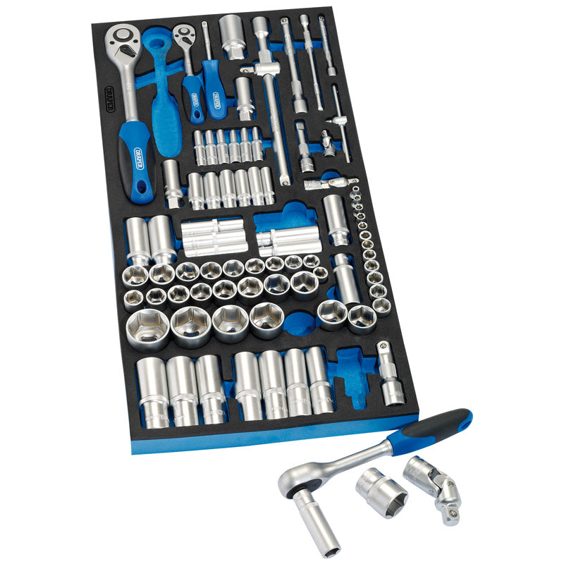 Socket Set in Full Drawer EVA Insert Tray, 1/4", 3/8", and 1/2" (84 Piece)
