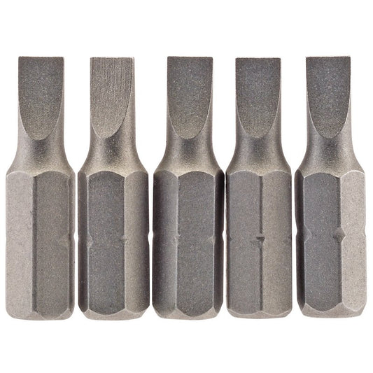 Plain Slot Insert Bit, 4.5 mm, 1/4" Hex, 25mm Long (Pack of 5)
