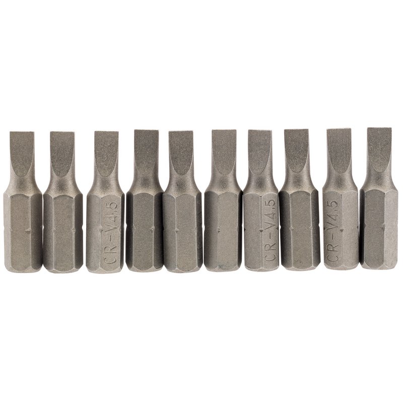 Plain Slot Insert Bit, 4.5mm, 1/4" Hex, 25mm Long (Pack of 10)
