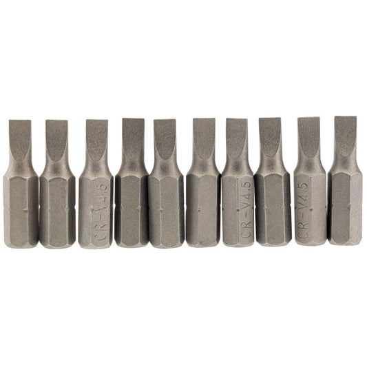 Plain Slot Insert Bit, 4.5mm, 1/4" Hex, 25mm Long (Pack of 10)