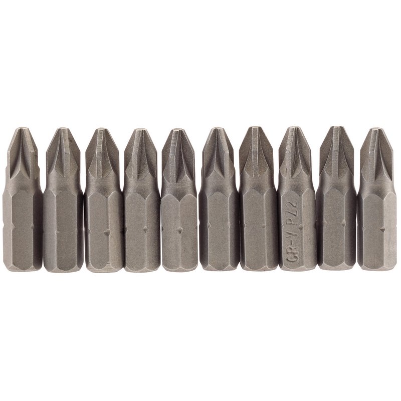 PZ Type Insert Bit, 1/4" Hex, 25mm Long, No.2 (Pack of 10)