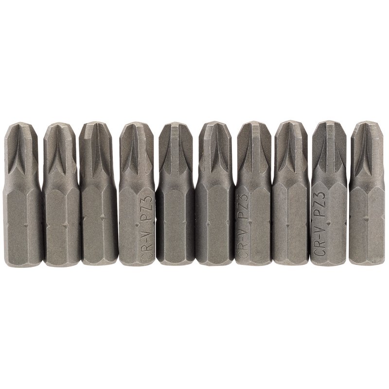 PZ Type Insert Bit, 1/4" Hex, 25mm Long, No.3 (Pack of 10)