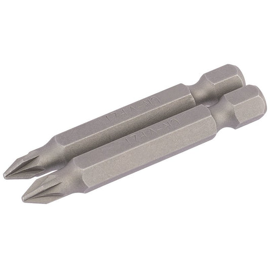 PZ Type Insert Bit, 1/4" Hex, 50mm Long, No.1 (Pack of 2)
