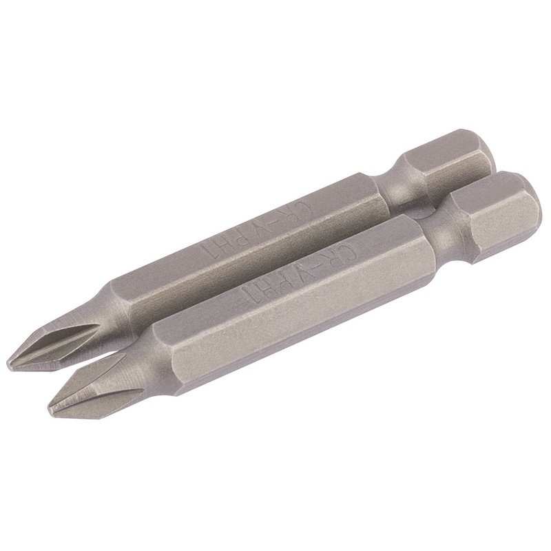 Cross Slot Insert Bit, 1/4" Hex, 50mm Long, No.1 (Pack of 2)