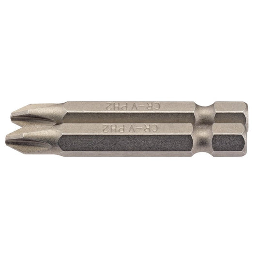 Cross Slot Insert Bit, 1/4" Hex, 50mm Long, No.2 (Pack of 2)