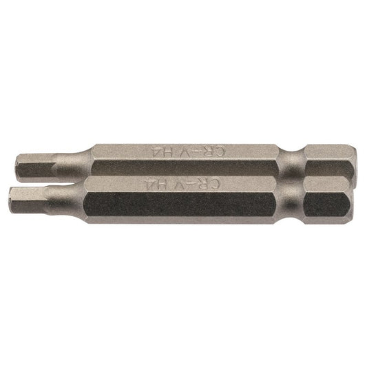 Hexagonal Insert Bit, 4mm, 1/4" Hex, 50mm Long (Pack of 2)