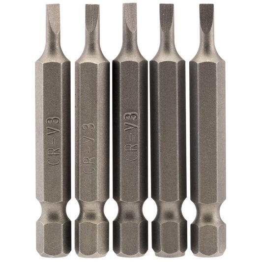 Plain Slot Insert Bit, 3mm, 1/4" Hex, 50mm Long (Pack of 5)