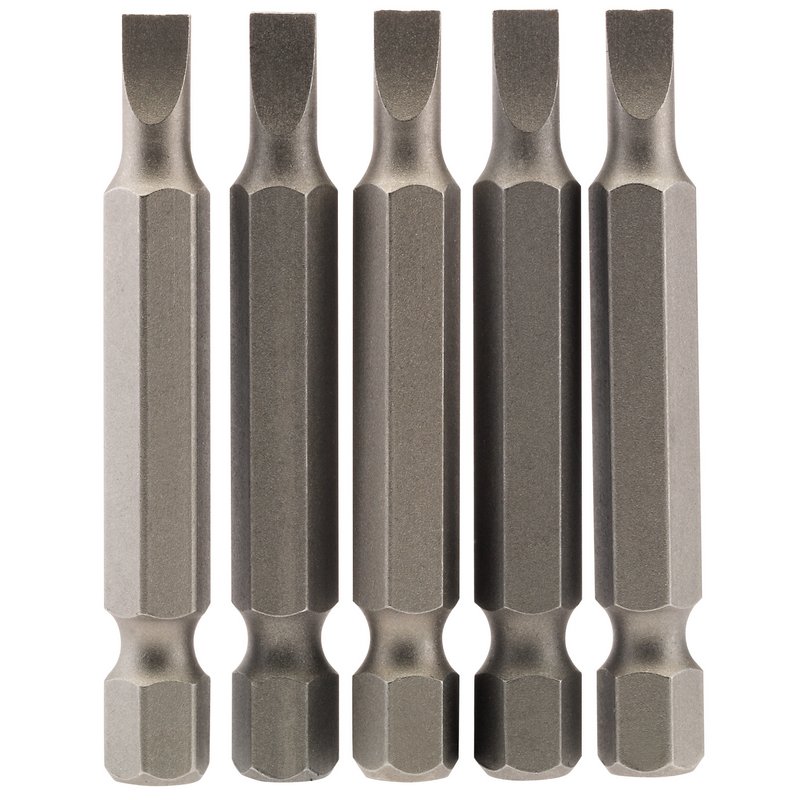 Plain Slot Insert Bit, 4.5mm, 1/4" Hex, 50mm Long (Pack of 5)