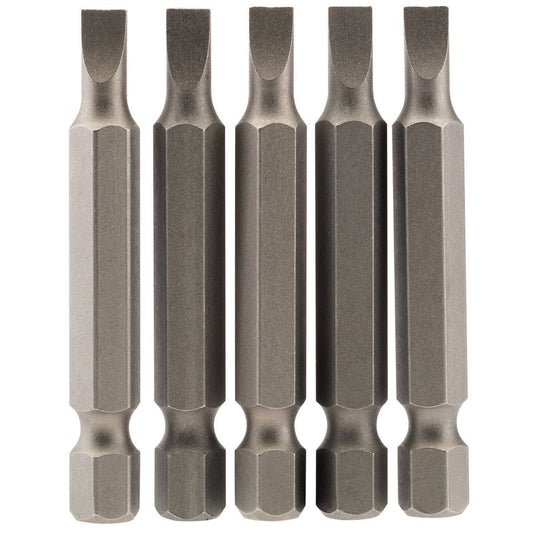 Plain Slot Insert Bit, 4.5mm, 1/4" Hex, 50mm Long (Pack of 5)