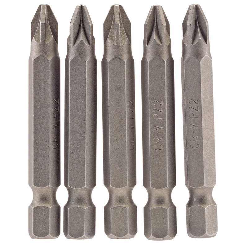 PZ Type Insert Bit, 1/4" Hex, 50mm Long, No.2 (Pack of 5)