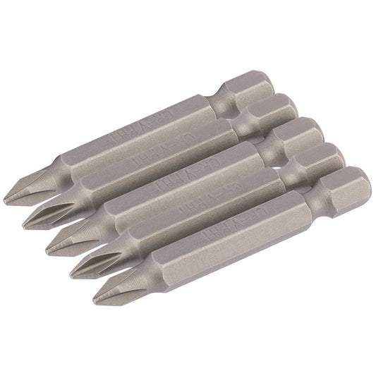 Cross Slot Insert Bit, 1/4" Hex, 50mm Long, No.1 (Pack of 5)