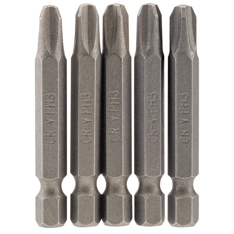 Cross Slot Insert Bit, 1/4" Hex, 50mm Long, No.3 (Pack of 5)