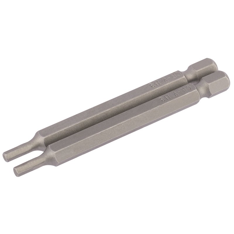Hexagonal Insert Bit, 3mm, 1/4" Hex, 75mm Long (Pack of 2)