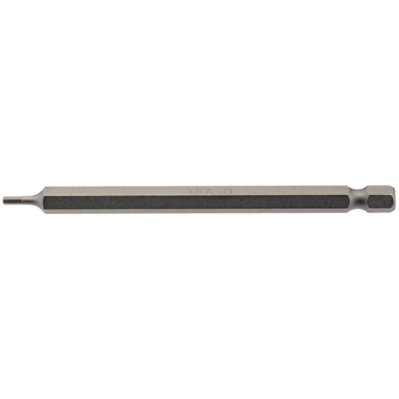 Hexagonal Insert Bit, 2mm, 1/4" Hex, 100mm Long (Pack of 1)