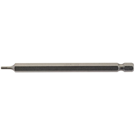 Hexagonal Insert Bit, 2mm, 1/4" Hex, 100mm Long (Pack of 1)