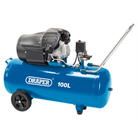 Draper Direct Drive V-Twin Air Compressor, 100L, 2.2kW