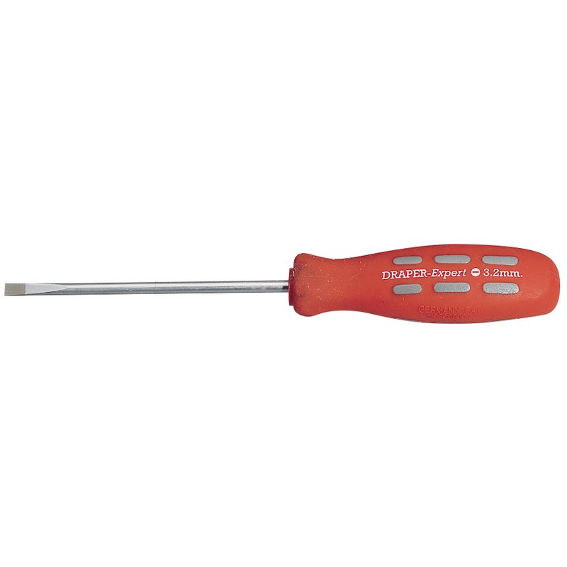 Draper Expert Plain Slot Parallel Tip Mechanics Screwdriver, 100 x 3.2mm (Sold Loose)